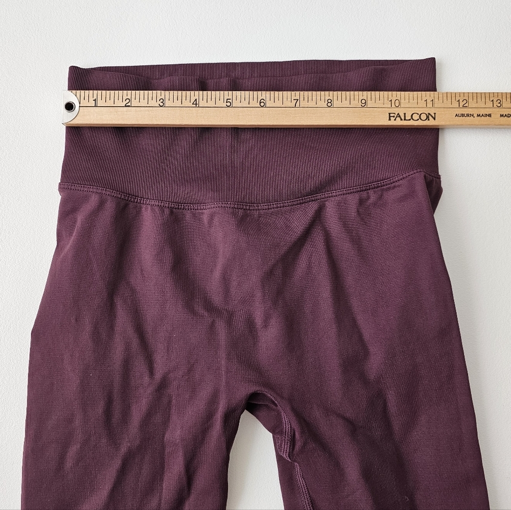 Seamless Butt Lift Leggings High Waisted Burgundy Plum Scrunch Gym S - Picture 9 of 9